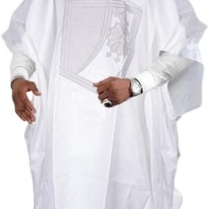 HD African Bazin Couple Clothes Traditional Embroidery Agbada Boubou Caftan Set for Man