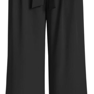 LILLUSORY Wide Leg Dress Pants Women's Paperbag High Waisted Business Casual Trousers with Removable Belt
