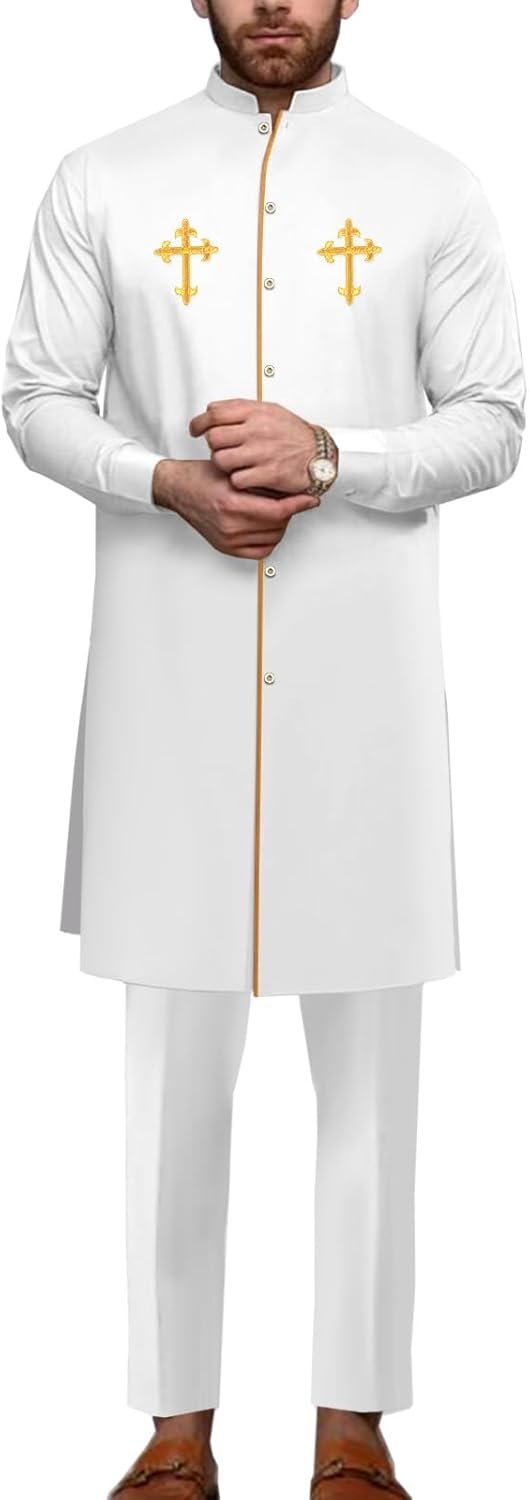 African Suit for Men 2 Piece Set Dashiki Church Shirt Pants Traditional Outfits Nigerian Attire Clothing