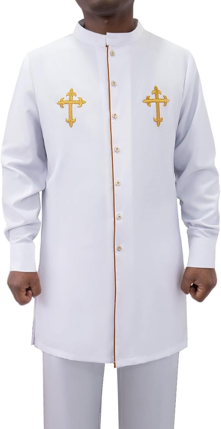 African Suit for Men 2 Piece Set Dashiki Church Shirt Pants Traditional Outfits Nigerian Attire Clothing - Image 2