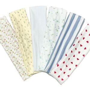 TERSE Fashion Women's Headbands for Short Hair Non Slip Elastic Floral Hairbands, Soft Fabric 2 Inches Thick Stripe Head Bands for Girls, Valentine's Day Heart Headbands