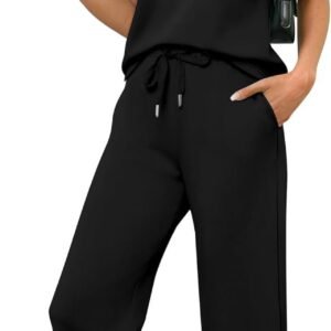 SAMPEEL Two Piece Sets for Women Summer Vacation Outfits Cap Sleeve Tops Lounge Matching Sets Clothing Beach Fashion Clothes