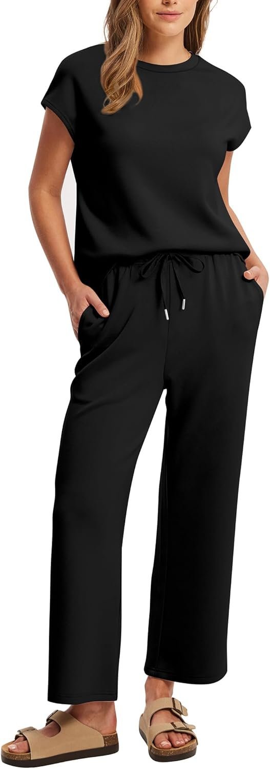 SAMPEEL Two Piece Sets for Women Summer Vacation Outfits Cap Sleeve Tops Lounge Matching Sets Clothing Beach Fashion Clothes - Image 2