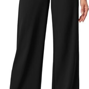 IUGA Womens Dress Pants Wide Leg Pull On Stretchy Work Pants Women High Waisted Business Casual Trousers with Pockets
