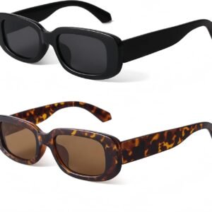 BUTABY Rectangle Sunglasses for Women Retro Driving Glasses 90’s Vintage Fashion Narrow Square Frame UV400 Protection