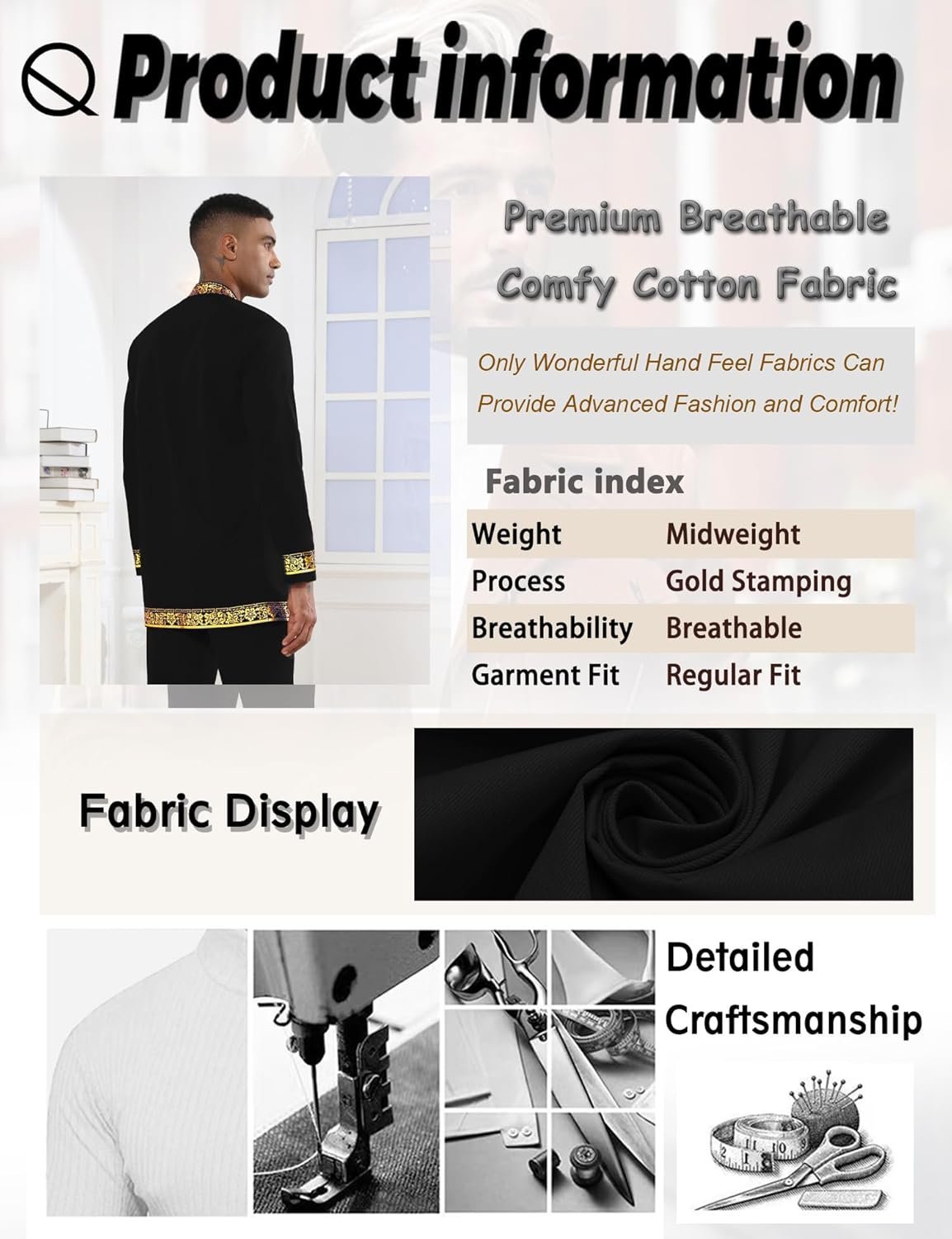 Mens African 2 Piece Set Nigerian Dashiki Metallic Traditional Suit Gold Stamp Printed Shirt and Pants Outfit - Image 4