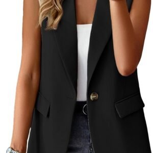 Mina Self 2025 Fall Women's Sleeveless Vest Blazer - Fully Lined Lightweight Fashion Casual Work Office Tops With Pockets