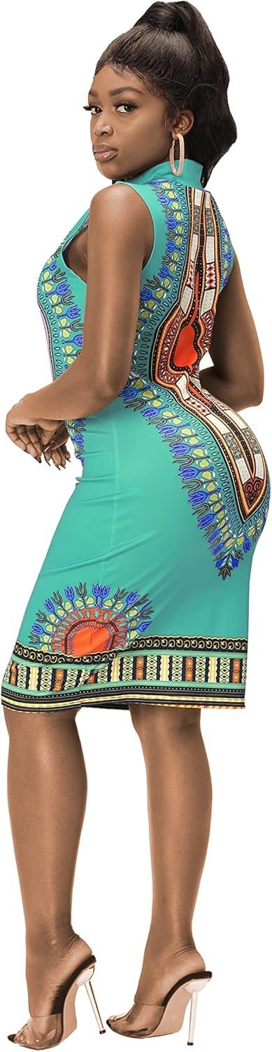 Womens African Attir Bohemian Dashiki Traditional Tribal Vintage Ethnic Midi Dresses - Image 4