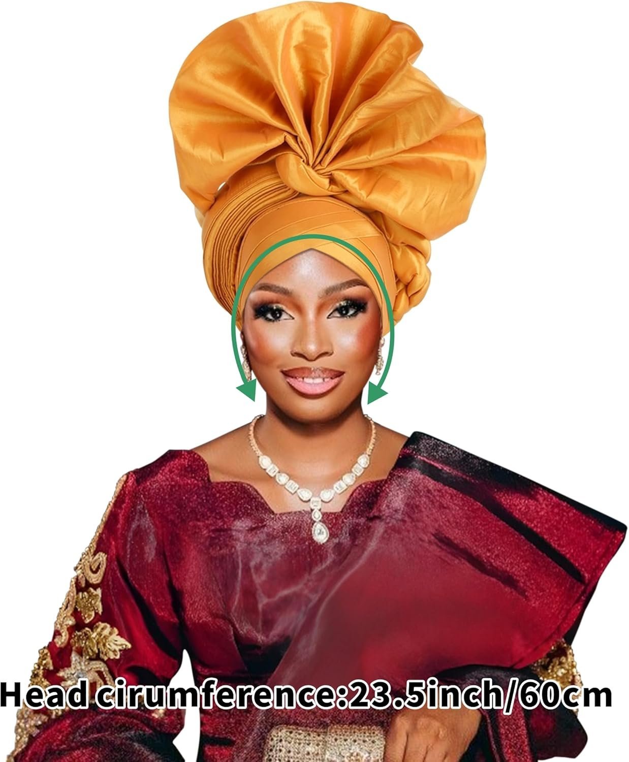 Elegant Polyester African Headscarf-Stretchable Traditional Nigerian Wedding Headpiece, Automatic Gurler Style Fan Headscarf - Image 3