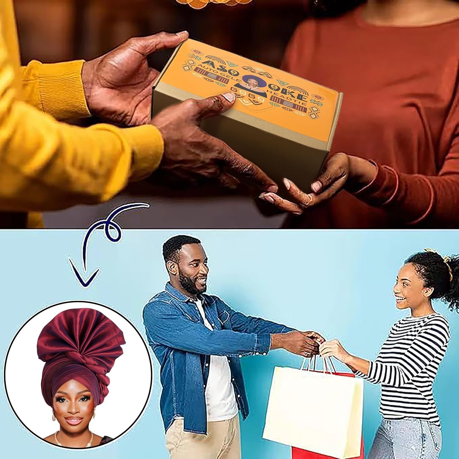 Elegant Polyester African Headscarf-Stretchable Traditional Nigerian Wedding Headpiece, Automatic Gurler Style Fan Headscarf - Image 6