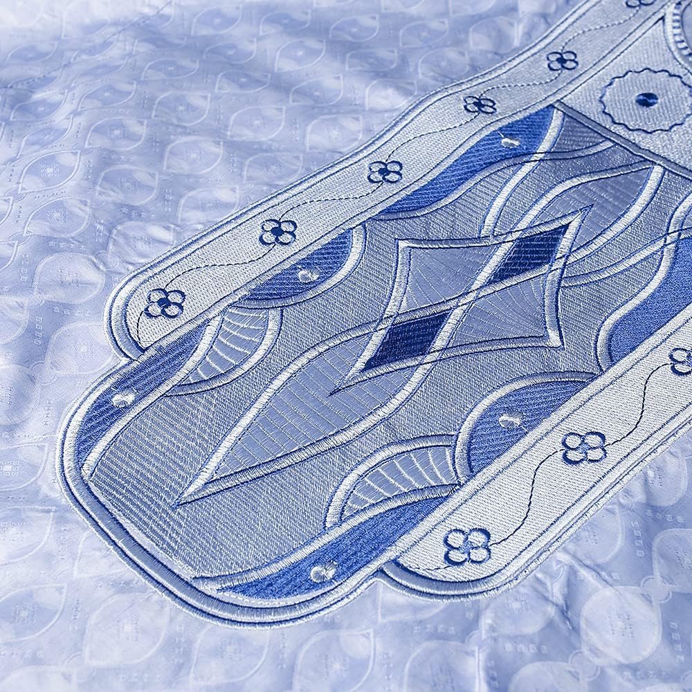 HD Traditional African Clothing for Men Nigerian Man's Agbada Embroidery Bazin Boubou Outfit - Image 3