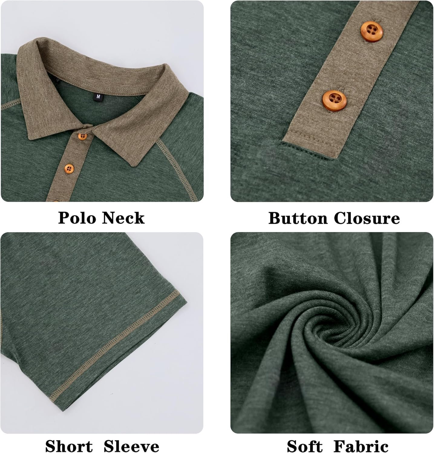 Men's Polo Shirts Short Sleeve Casual Vintage Collared Button Basic Golf Raglan Tee T-Shirts - Image 5